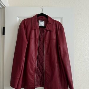 Garage Women's Burgundy Faux Leather Zip Jacket